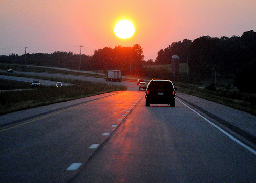 a beautiful sunset picture taken on a washington highway