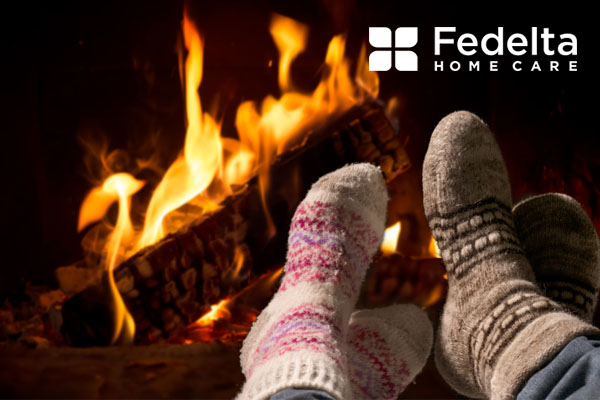 warm socks by fire
