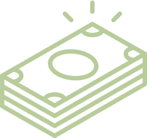 a green icon resembling money
