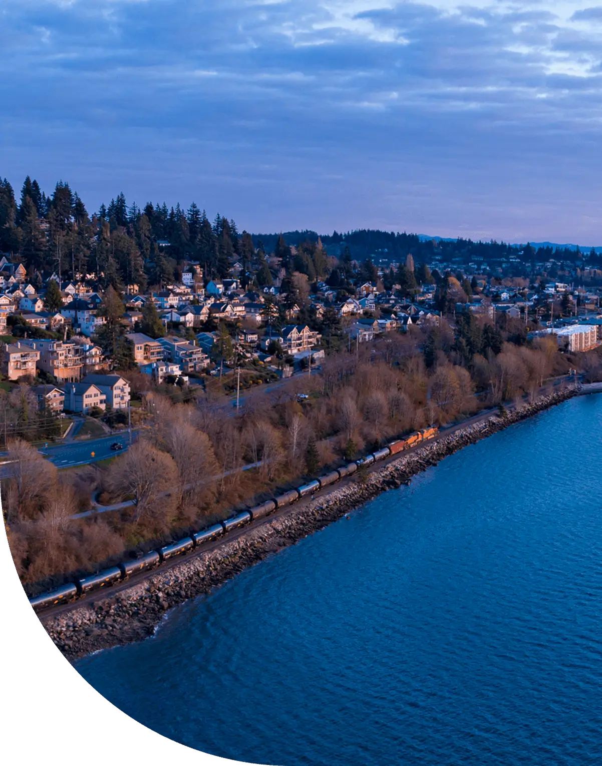 View of city shoreline in Bellingham Washington